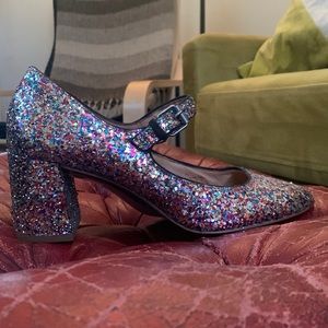 Madewell Glitter Mary Jane heels